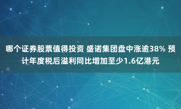 哪个证券股票值得投资 盛诺集团盘中涨逾38% 预计年度税后溢利同比增加至少1.6亿港元